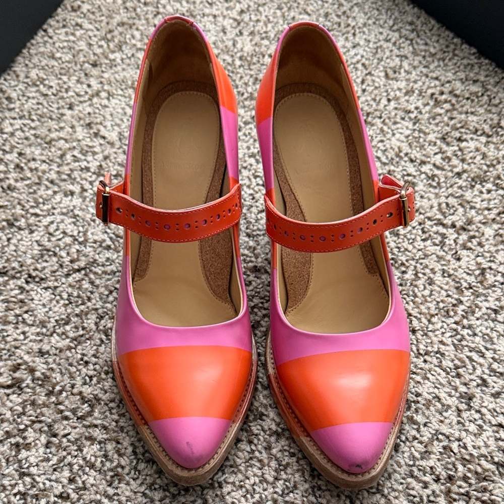 Colorblock Pink & Orange Mary Jane Mules